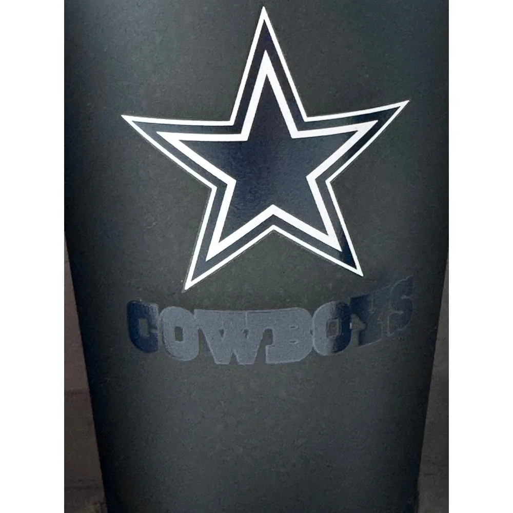 NFL Dallas Cowboys 16 oz Glass Pint Set 2 Pack Matte Black Star‎ Logo New